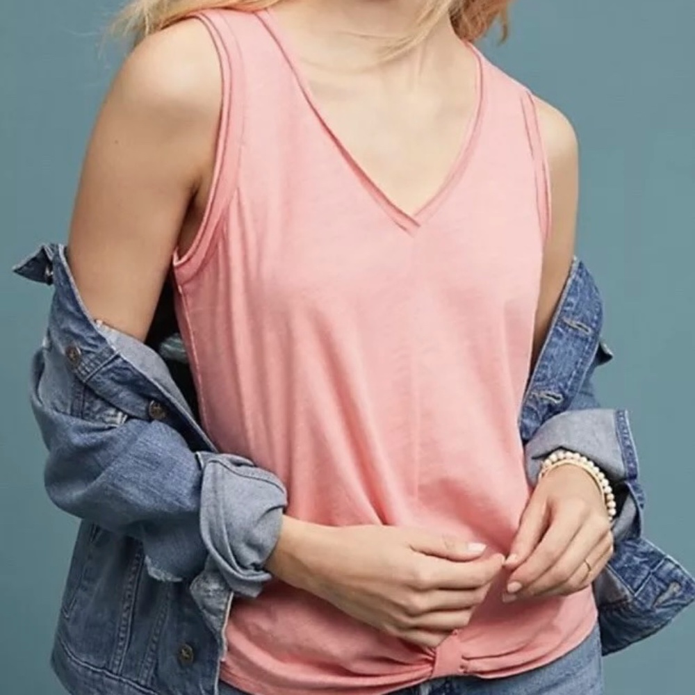 NWT Anthropologie Bordeaux Pink Front Knot Sleeveless Top Size XS